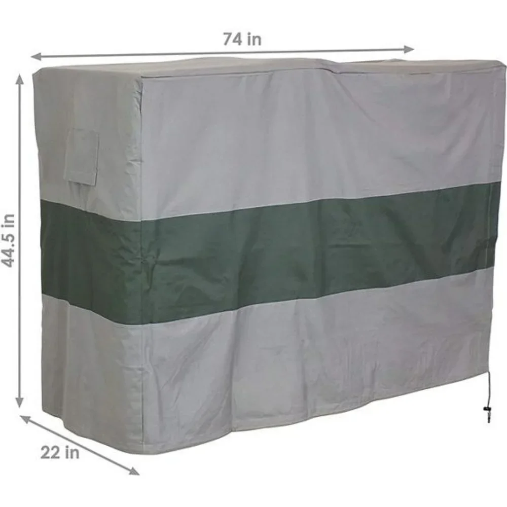 Log Rack Cover - Gray with Green Stripe - 300D Polyester - Heavy Duty 6-Foot